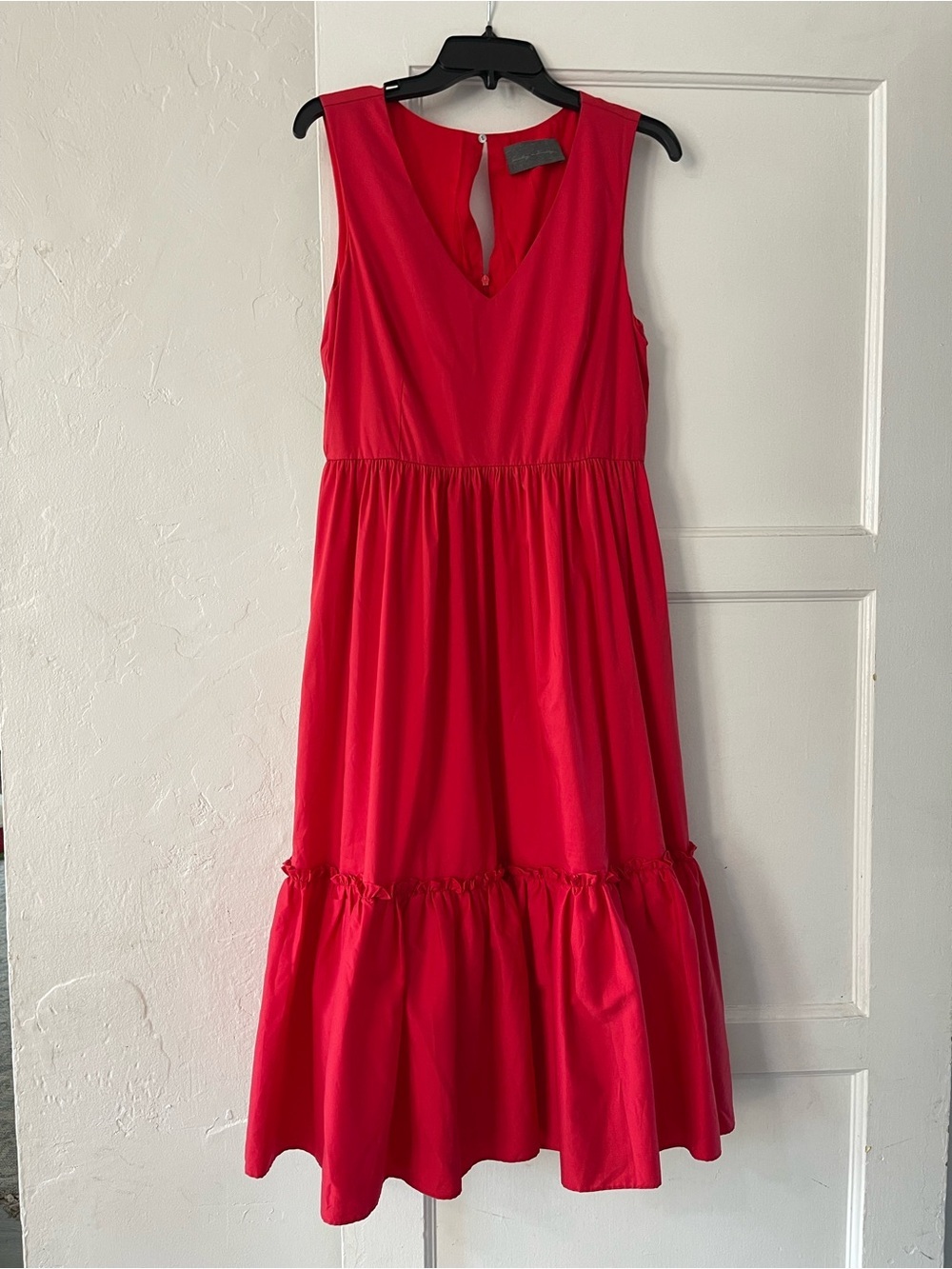 NWOT Sundays in Brooklyn Red Sleeveless Tiered Midi Dress